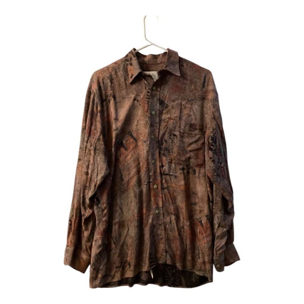 VintageGloriette Vienna Shirt Makers Brown Multicolor‎ Button Down Shirt Unisex